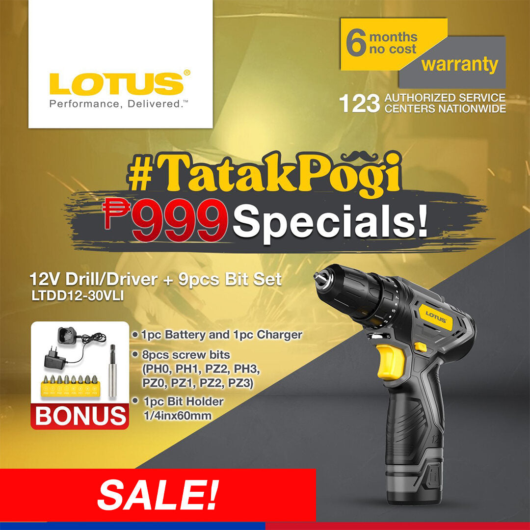 SALE! (REFURBISHED) LOTUS DRILL/DRIVER 12V 9PC AC LTDD12-30VLI