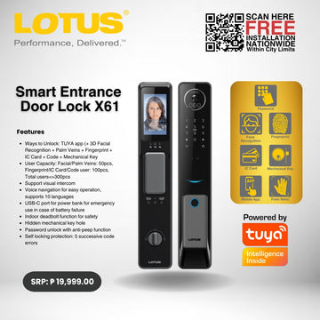 Lotus Smart Entrance Door Lock X61|Door Hardware & Locks | Household Security System