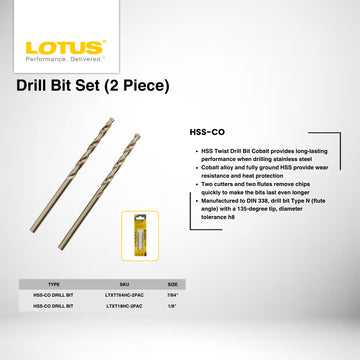 Lotus HSS-CO Drill Bit 7/64