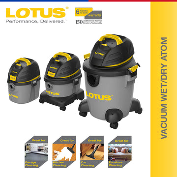 Lotus Vacuum Cleaner with Blower 3Gal/10L Wet / Dry LT1828P  & ATOM - 4L 69-086369 | 10L 69-863383 | 20L 69-002000