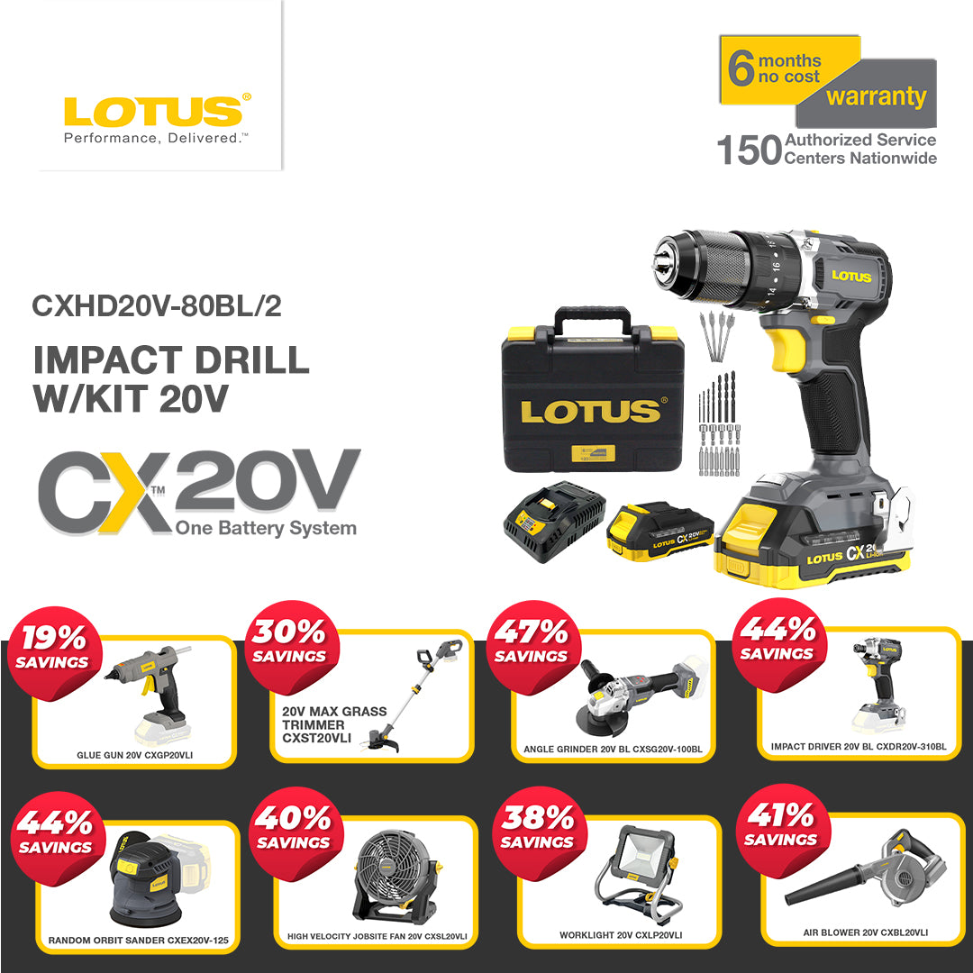 Lotus Brushless Impact Drill with / Kit 20V CXDS20V-310BL/2 - With Fre