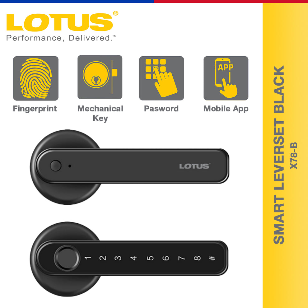 Lotus Smart Leverset (BLACK) X78B Door Hardware & Locks Household