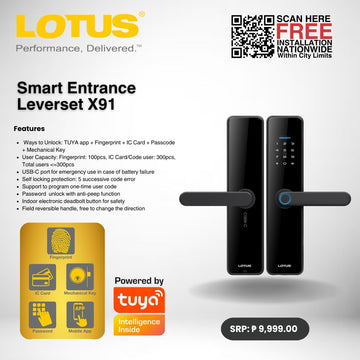 Lotus Smart Entrance Leverset X91 - Door Hardware & Locks | Smart Door Locks (Free Installation)