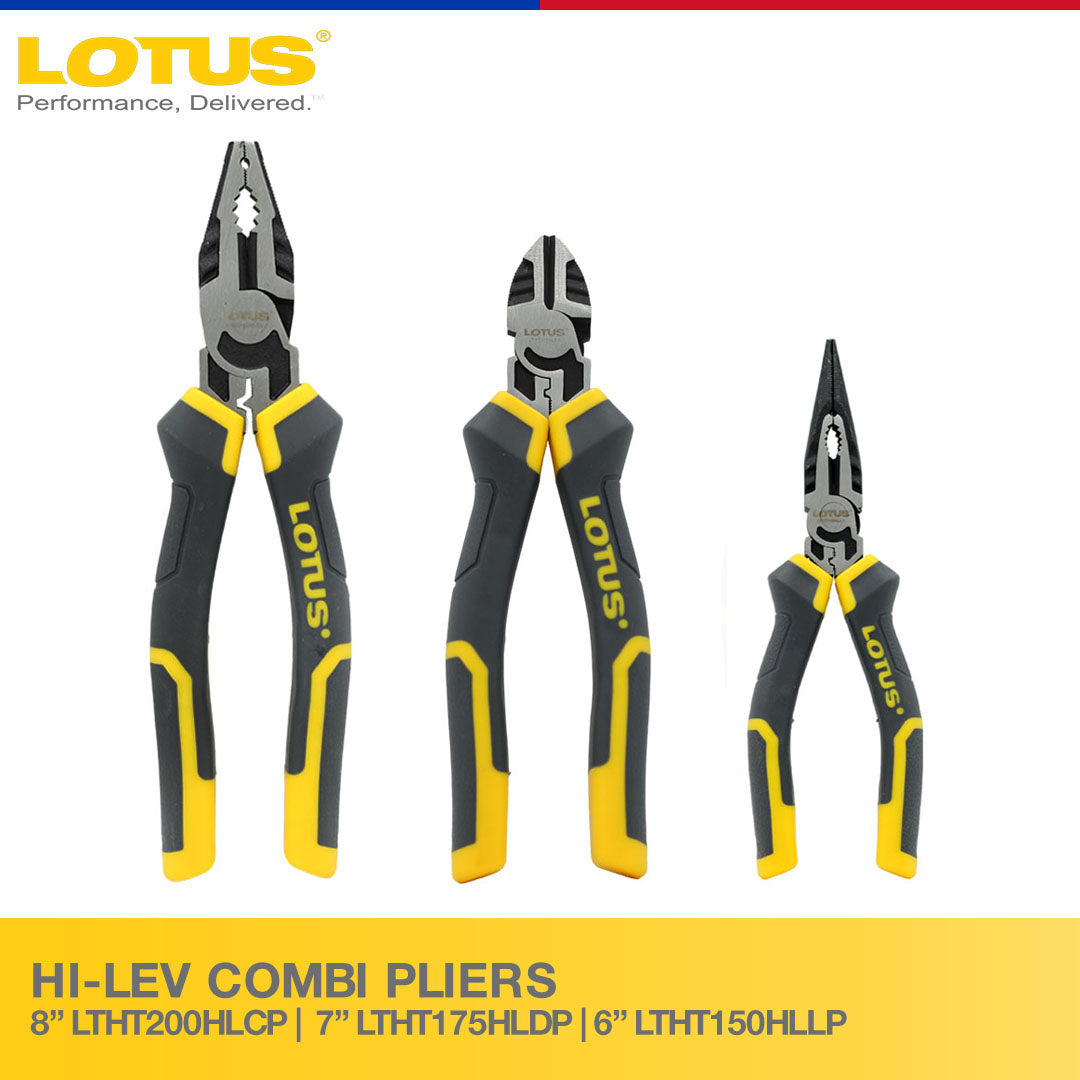 Lotus High Leverage Combination Pliers 8" LTHT200HLCP | Long Nose Pliers 6" LTHT150HLLP | Diagonal Pliers 7" LTHT175HLDP - Hand Tools