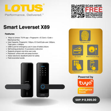 Lotus Smart Leverset X89 | Door Hardware & Locks | Household Security System (Free Installation)