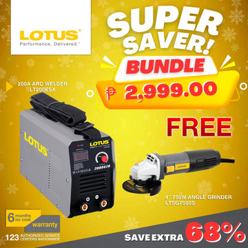 Lotus Arc WELDER 200A LT200ESX w/ FREE Angle Grinder 4 750W LTSG7500S