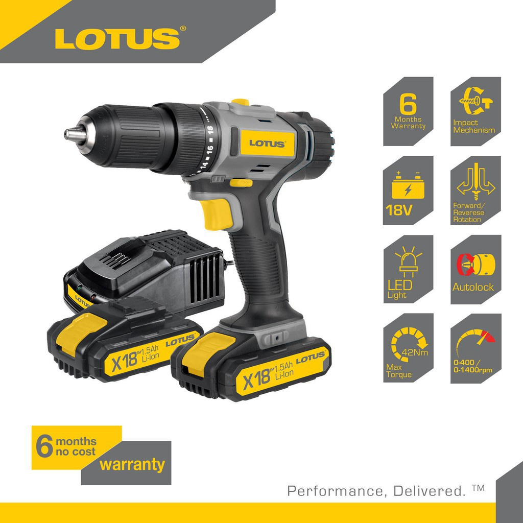 LOTUS IMPACT DRILL 18V X LINE LTHD18VLI 2 Lotus Tools Philippines