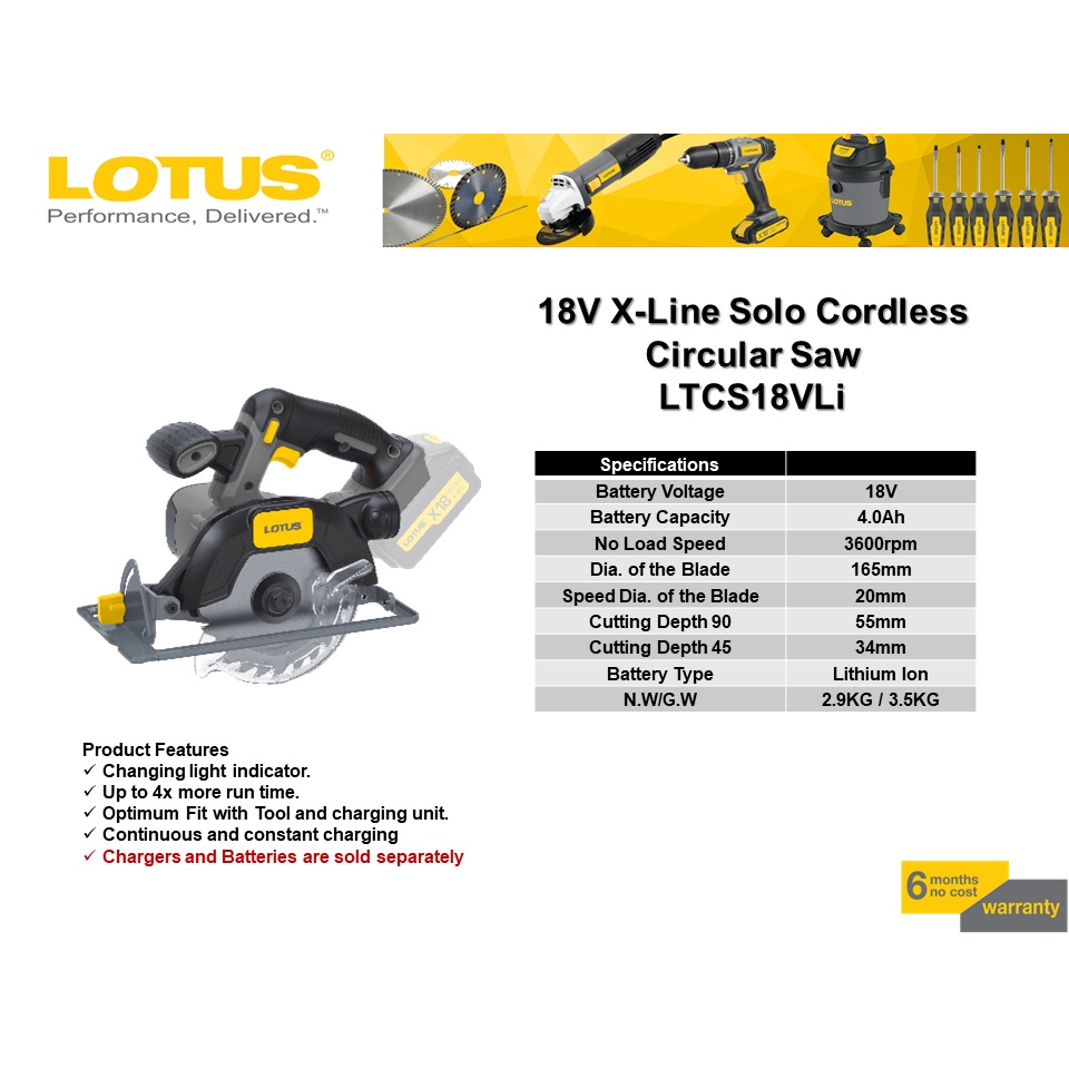 LOTUS CIRCULAR SAW 18V X-LINE LTCS18VLI – Lotus Tools Philippines