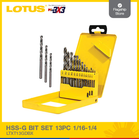 Lotus HSS-G BIT Set 13pcs 1/16-1/4 LTXT13GDBX - Drill Accessories